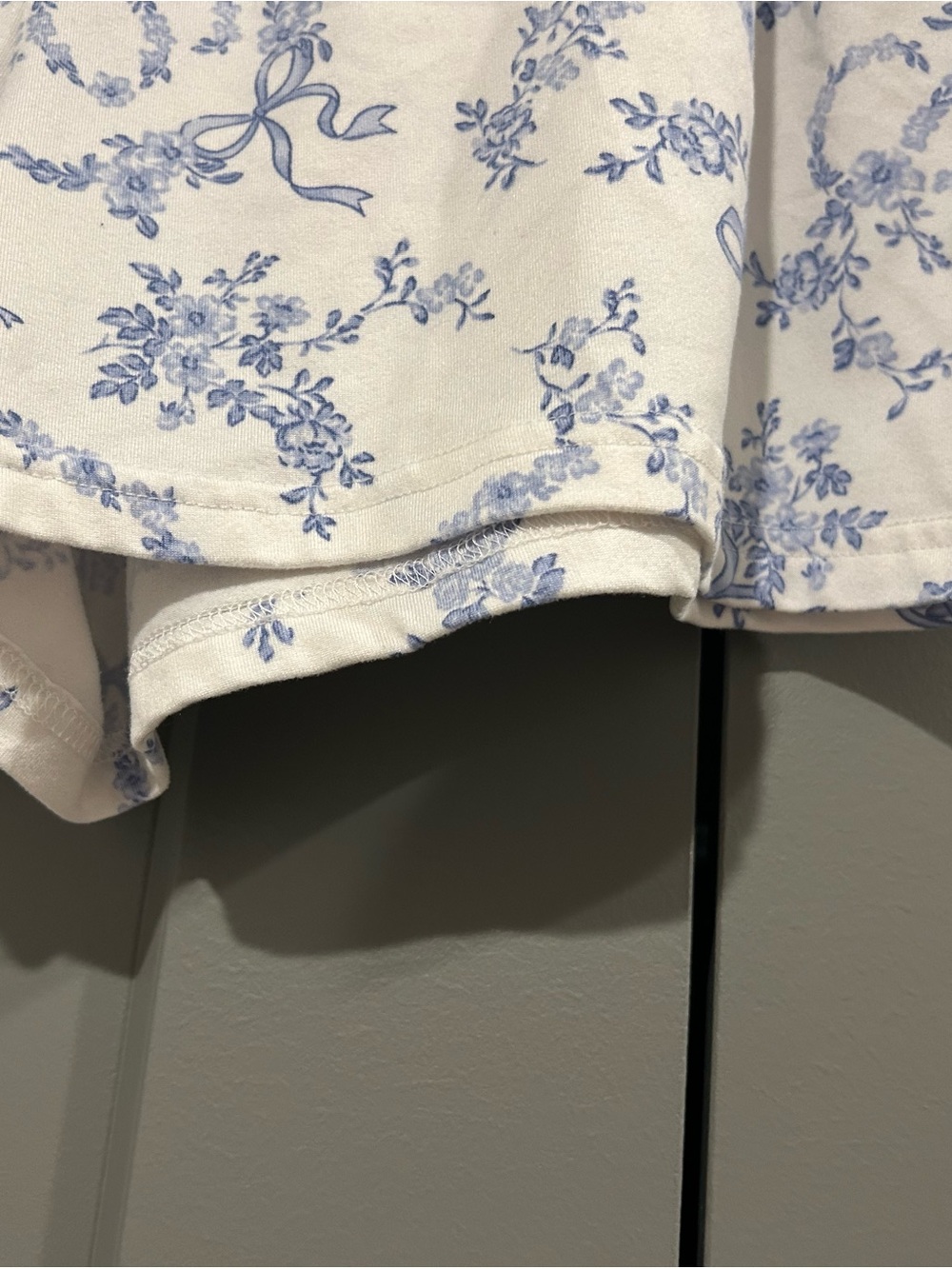 Ashley Lauren Light Blue Floral Short Pajama Set - 2-Piece - Picture 10 of 12